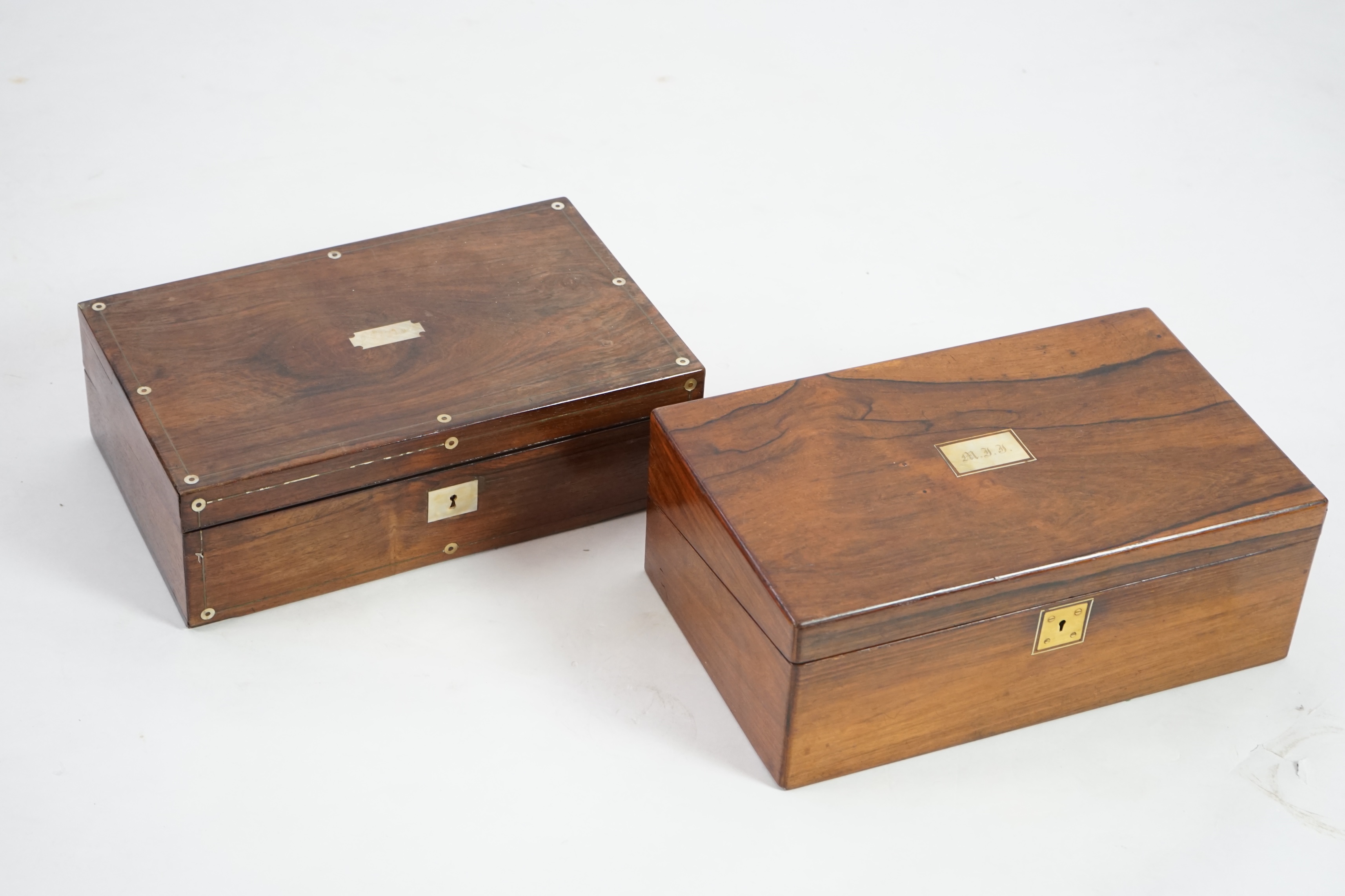 Two Victorian rosewood writing slopes